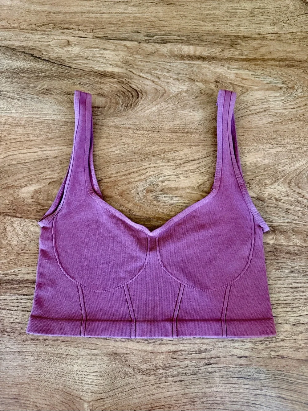 Free People Wide‎ Eyed Seamless Corset Style Bralette M/L Wine Pink